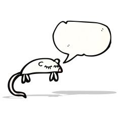 cartoon white mouse with speech bubble N14
