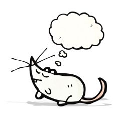 cartoon white mouse with thought bubble N14