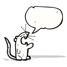 cartoon white mouse with speech bubble N16