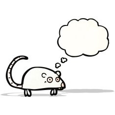 cartoon white mouse with thought bubble N15