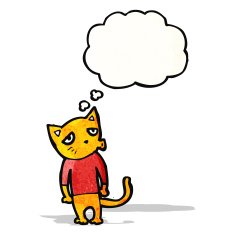 cat with thought cloud cartoon N2