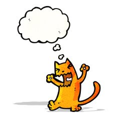 cat with thought cloud cartoon N3