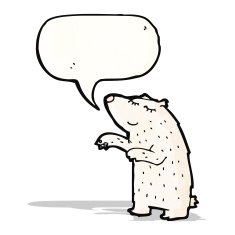 cartoon polar bear with speech bubble N60