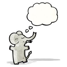 cartoon elephant with thought bubble N6