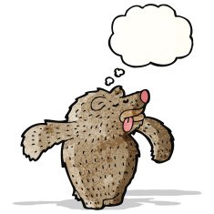 cartoon bear with thought bubble N35