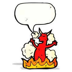 cartoon devil with speech bubble N19