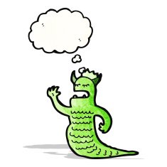 monster with thought bubble cartoon
