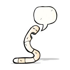 cartoon worm with speech bubble N10