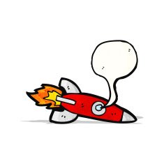 cartoon rocket with speech bubble N8