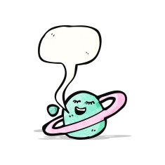cartoon planet with speech bubble