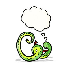 cartoon snake with thought bubble N89