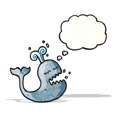 cartoon whale with thought bubble N44