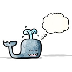 cartoon whale with thought bubble N45