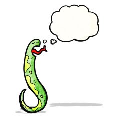 cartoon snake with thought bubble N91