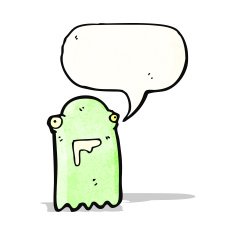 cartoon ghost with speech bubble N36