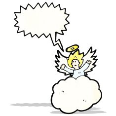 angel on cloud with speech bubble