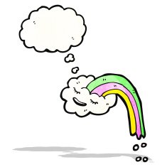 rainbow cloud with thought bubble