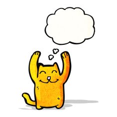 cartoon cat with thought bubble N106