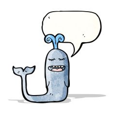 cartoon whale with speech bubble N47