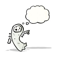 ghost with thought bubble cartoon N4