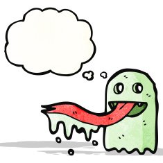 ghost with thought bubble cartoon N5