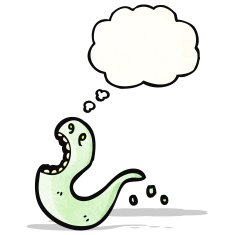 ghost with thought bubble cartoon N7