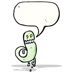 ghost with speech bubble cartoon N4