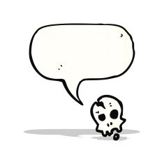 skull with speech bubble cartoon N2