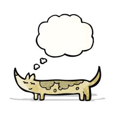 cartoon dog with thought bubble N34