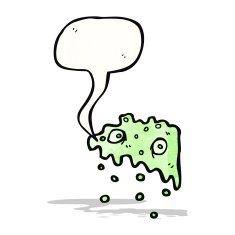 cartoon slime monster with speech bubble