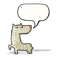 cartoon wolf with speech bubble N43