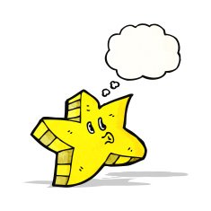 star cartoon character with thought bubble N3