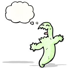 ghost with thought bubble cartoon N11