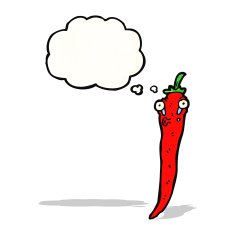 carton chili pepper with thought bubble N2