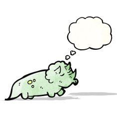 friendly dinosaur with thought bubble