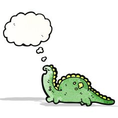 friendly dinosaur with thought bubble N4