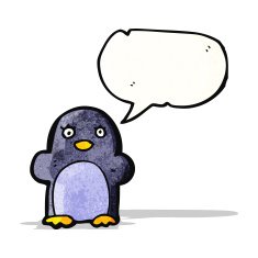 penguin with speech bubble cartoon