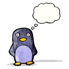 Cartoon Penguin With Thought Bubble N32