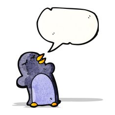 penguin with speech bubble cartoon N2