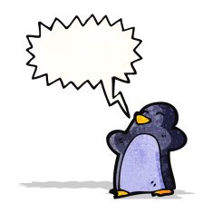 penguin with speech bubble cartoon N3