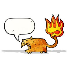 cartoon cat with tail on fire N2