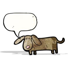 little cartoon dog with speech bubble