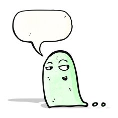 cartoon ghost with speech bubble N37
