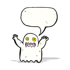 cartoon ghost with speech bubble N38