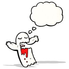 cartoon ghost with thought bubble N28