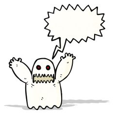 cartoon ghost with speech bubble N39
