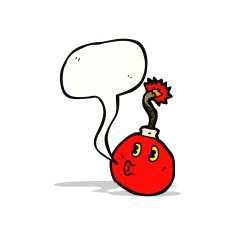 bomb with speech bubble cartoon