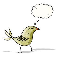cartoon bird with thought bubble N333