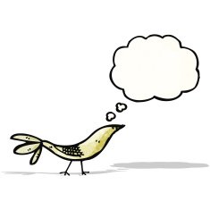 cartoon bird with thought bubble N334