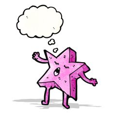cartoon pink star with thought bubble